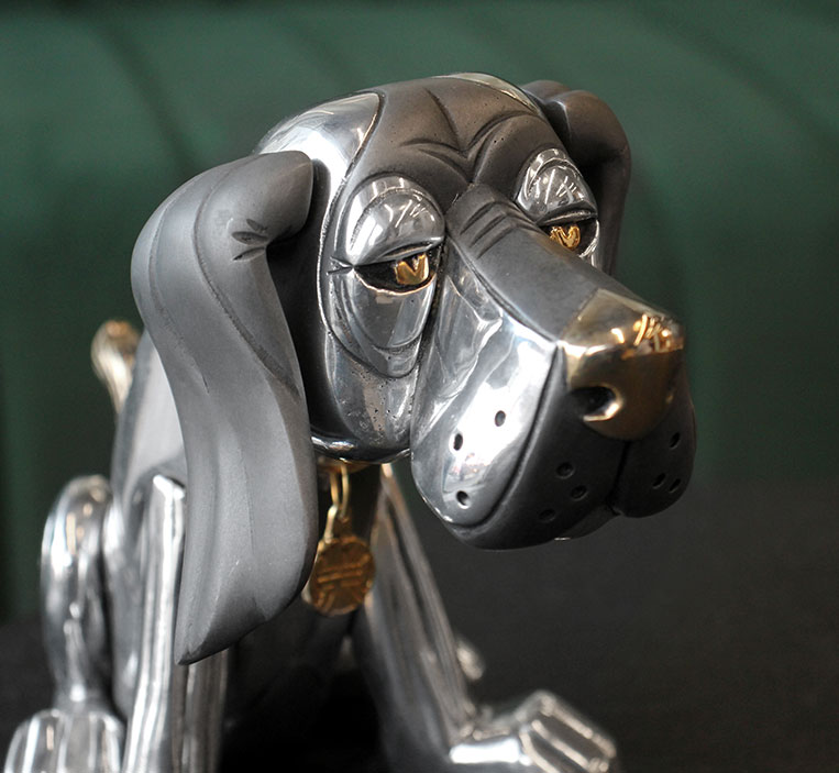 SITTING DOG Sculpture - Frank Meisler - Fine Art Metal Sculptures