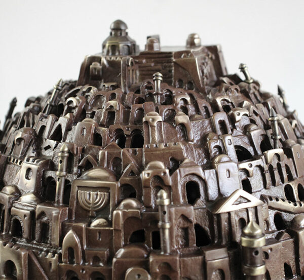 LARGE BRONZE JERUSALEM SPHERE Sculpture Frank Meisler Fine Art